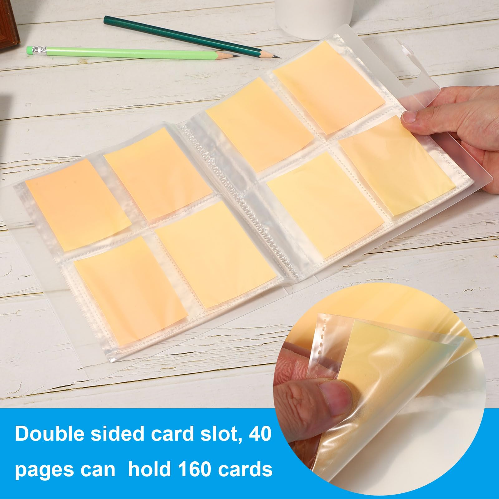 Patikil 3x5 Index Cards Holder - 40 Page, 160 Card Organizer Pouches & Book Binder Sleeve Storage Protector - Image 4
