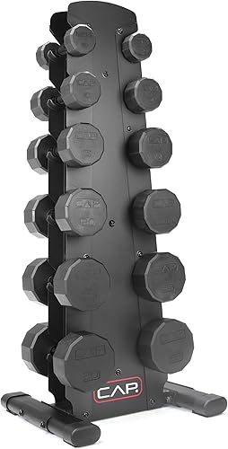 Miniatura 15 de CAP Barbell Rubber Coated Dumbbell Weight Set with Vertical Rack | 100 lb, 150 lb, and 210 lb Options