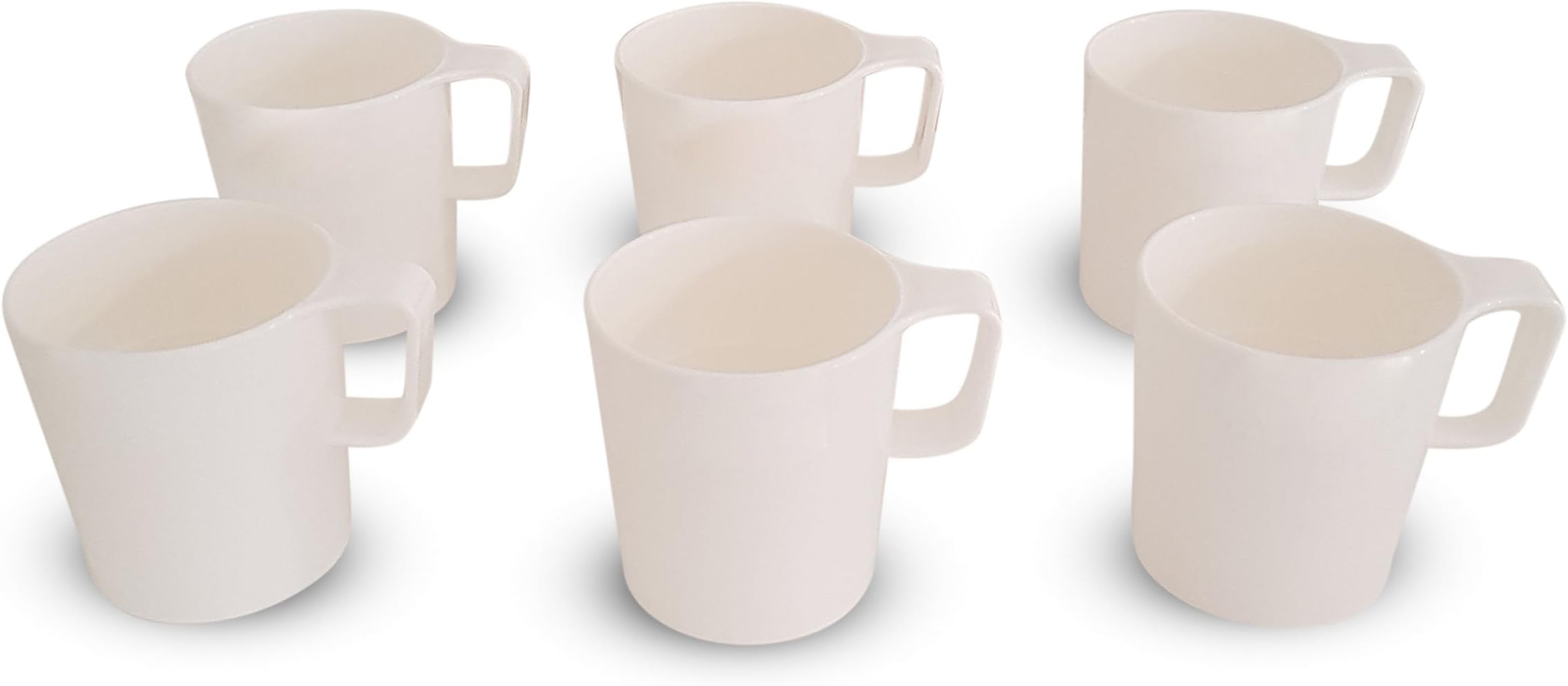 CozaDesign- Eco Friendly Plastic Stackable Mug Set for coffee, tea, milk or hot chocolate- 8.5 oz (White)