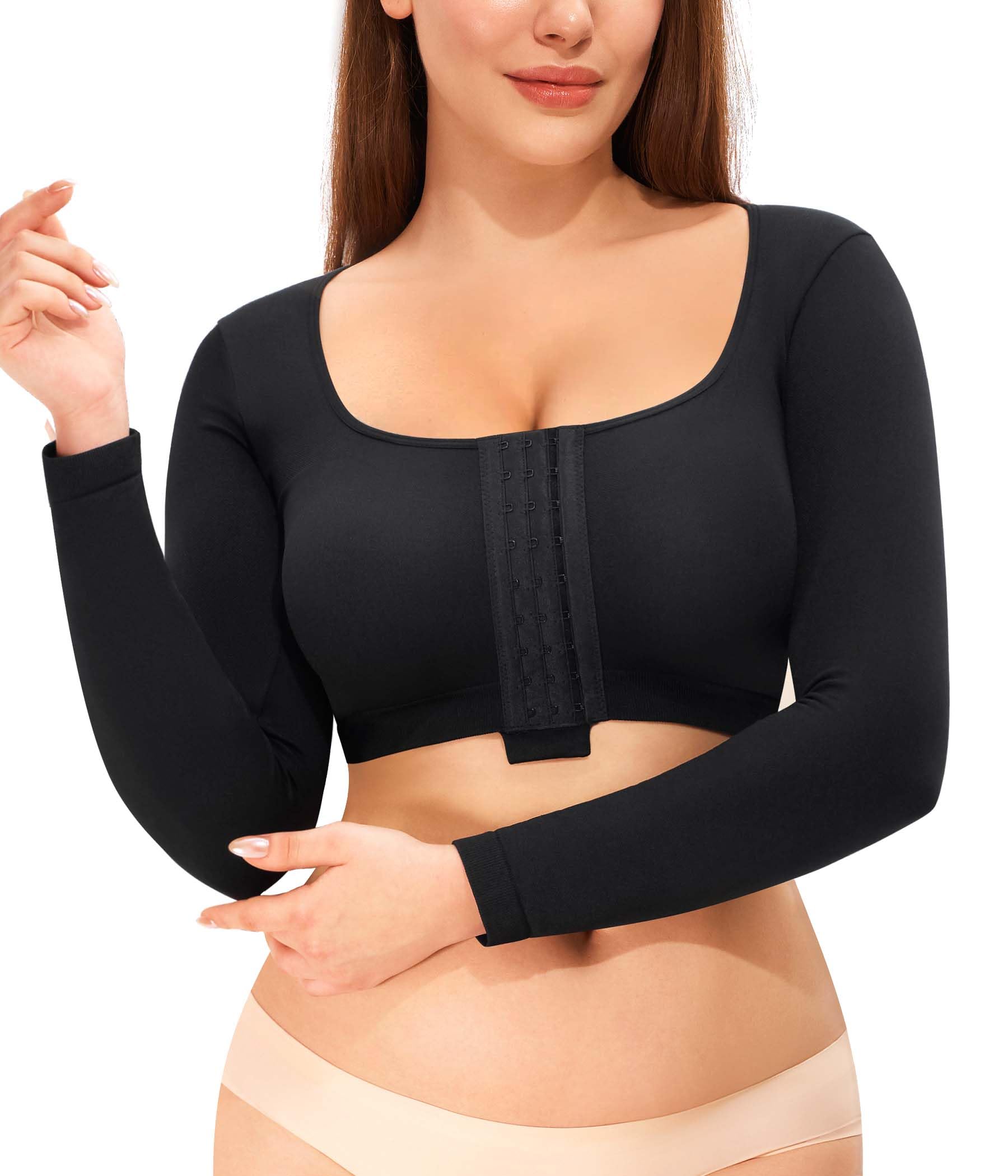 Nebility Arm Compression Sleeve Women Arm Shaper Post Surgery Front Closure Bra