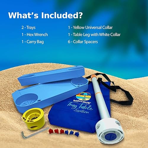 Miniatura 3 de BEACHBUB Sistema de mesa de bandeja con 4 portavasos – Viaje a la playa imprescindible para vacaciones – Paraguas fácil de poner y quitar