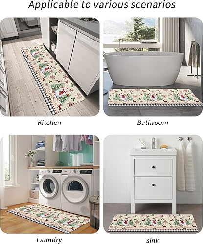Miniatura 7 de Tapete de baño retro con diseño de muñeco de nieve para bañera, antideslizante, de secado rápido y absorbente, tierra de diatomeas, fregadero de