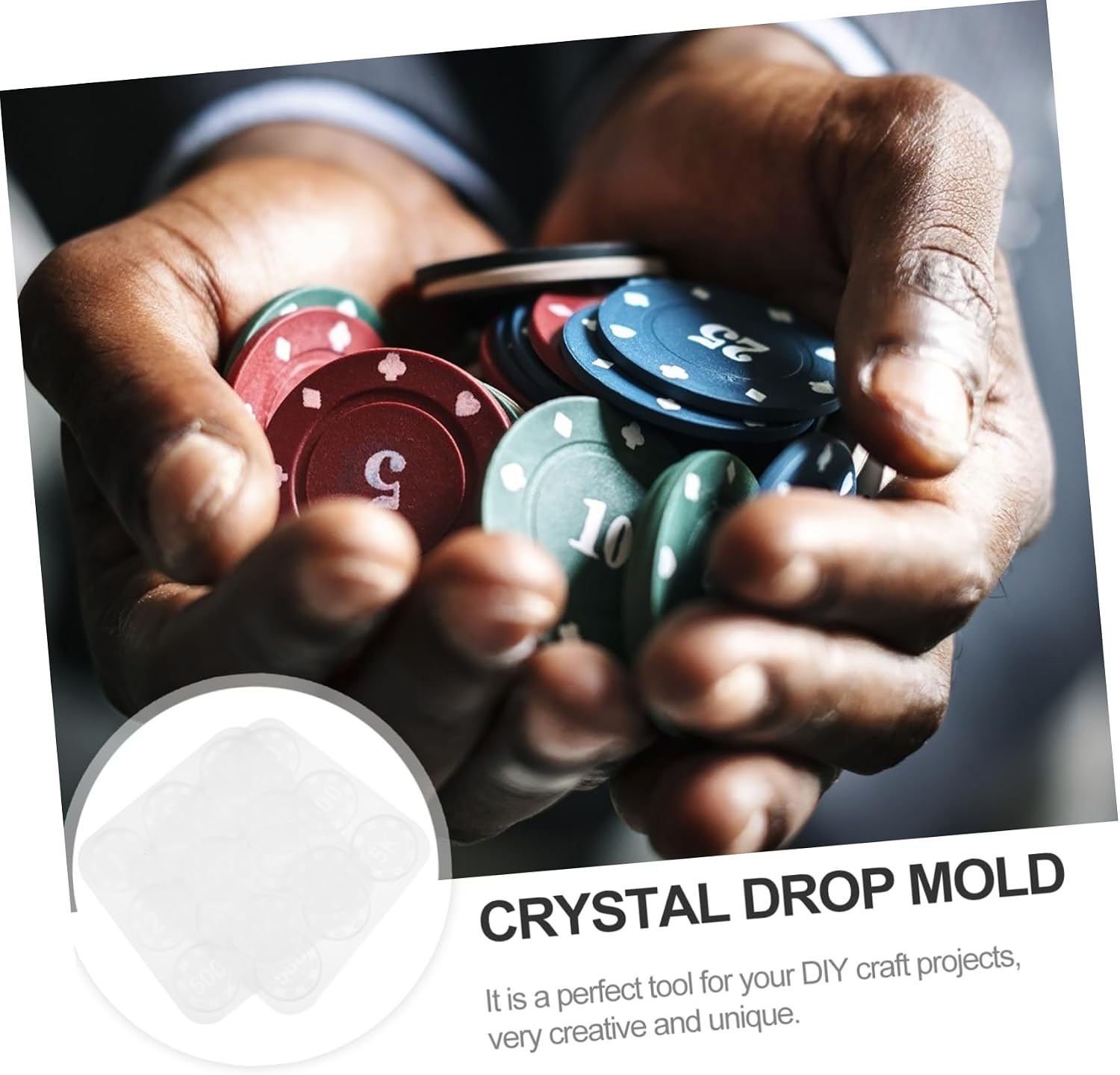 Generic Gambling Chips Mold Silicone Epoxy Resin Craft Mold 6.02X6.02X0.19In DIY Reusable Non-Stick Resin Casting for Handmade Poker Chips Coin Crafts