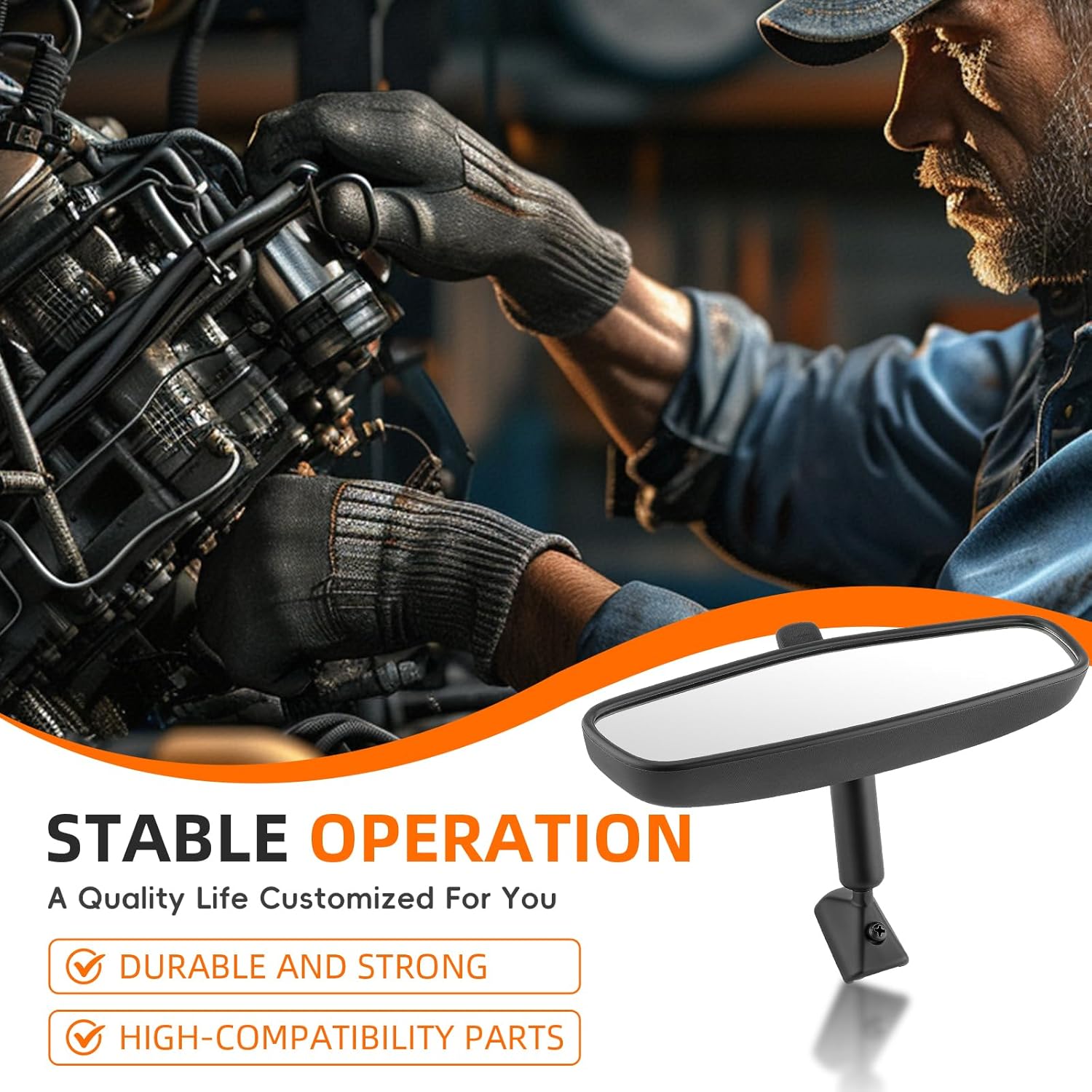 GoaMotors 8993-023K Rear View Mirror Compatible with Wrangler TJ JK JL for Dodge RAM 1500 2500 for Santa Fe for Kia Rio for Toyota Tundra