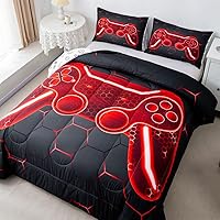 Vista 16 de Feelyou Juego de edredón gamer para niños y adolescentes, edredón tamaño individual con controlador de videojuegos, ropa de cama de 2 piezas