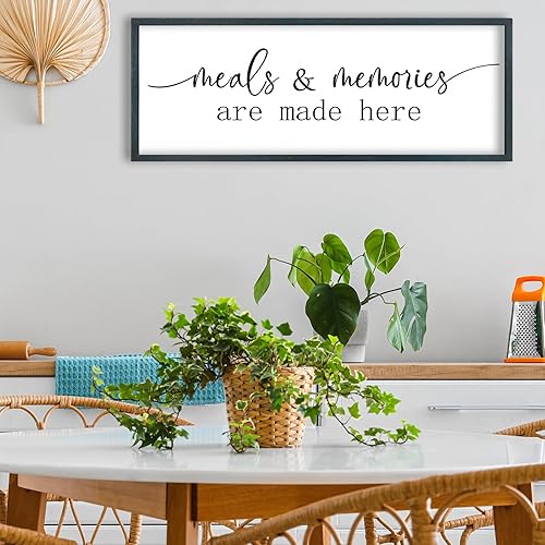 Miniatura 6 de FZMHASLWW Cartel decorativo de pared Meals and Memories Are Made Here, de 32 x 12 pulgadas, para comedor, cocina, arte colgante grande con marco de