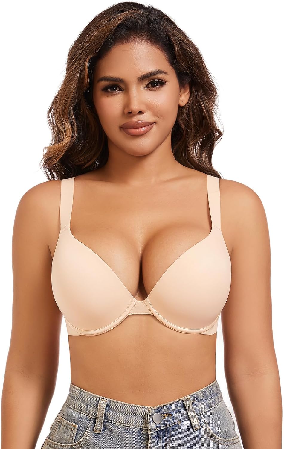 Women's Push Up Bra Underwire Support Deep V Sexy Comfort Everyday Bras