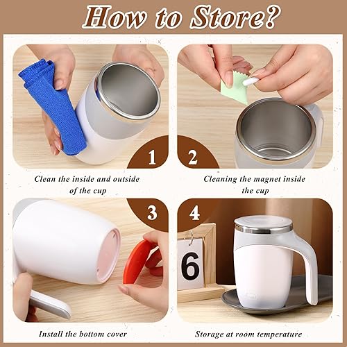 Miniatura 4 de Patelai Paquete de 10 tazas de café autoagitables a granel a granel de 13.5 onzas, vaso de acero inoxidable con agitación magnética automática para