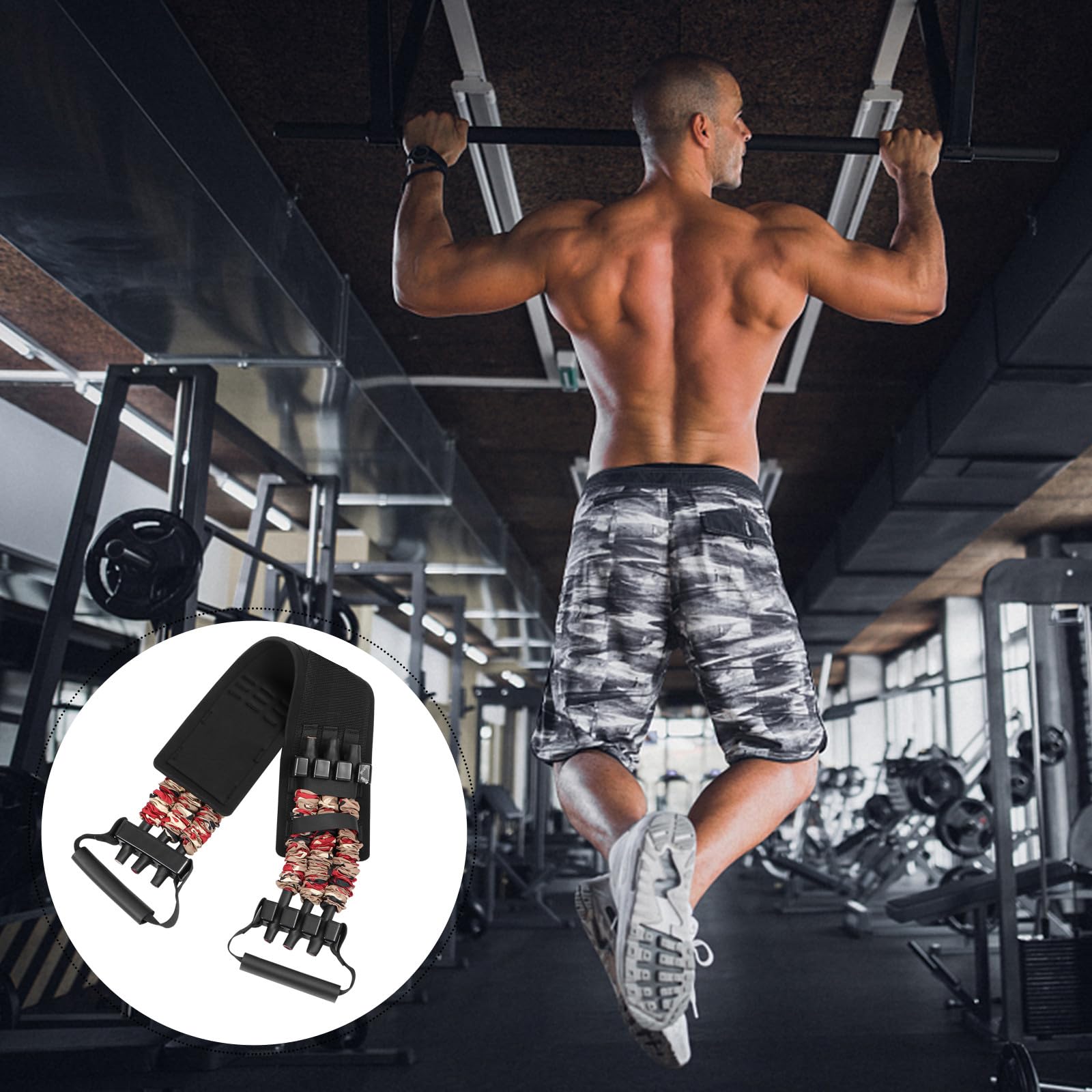 Espansore Toracico Elastico Imbottitura in Vita e Maniglie in Nylon Morbido per Allenamento Pettorali e Stretching Fitness a Casa