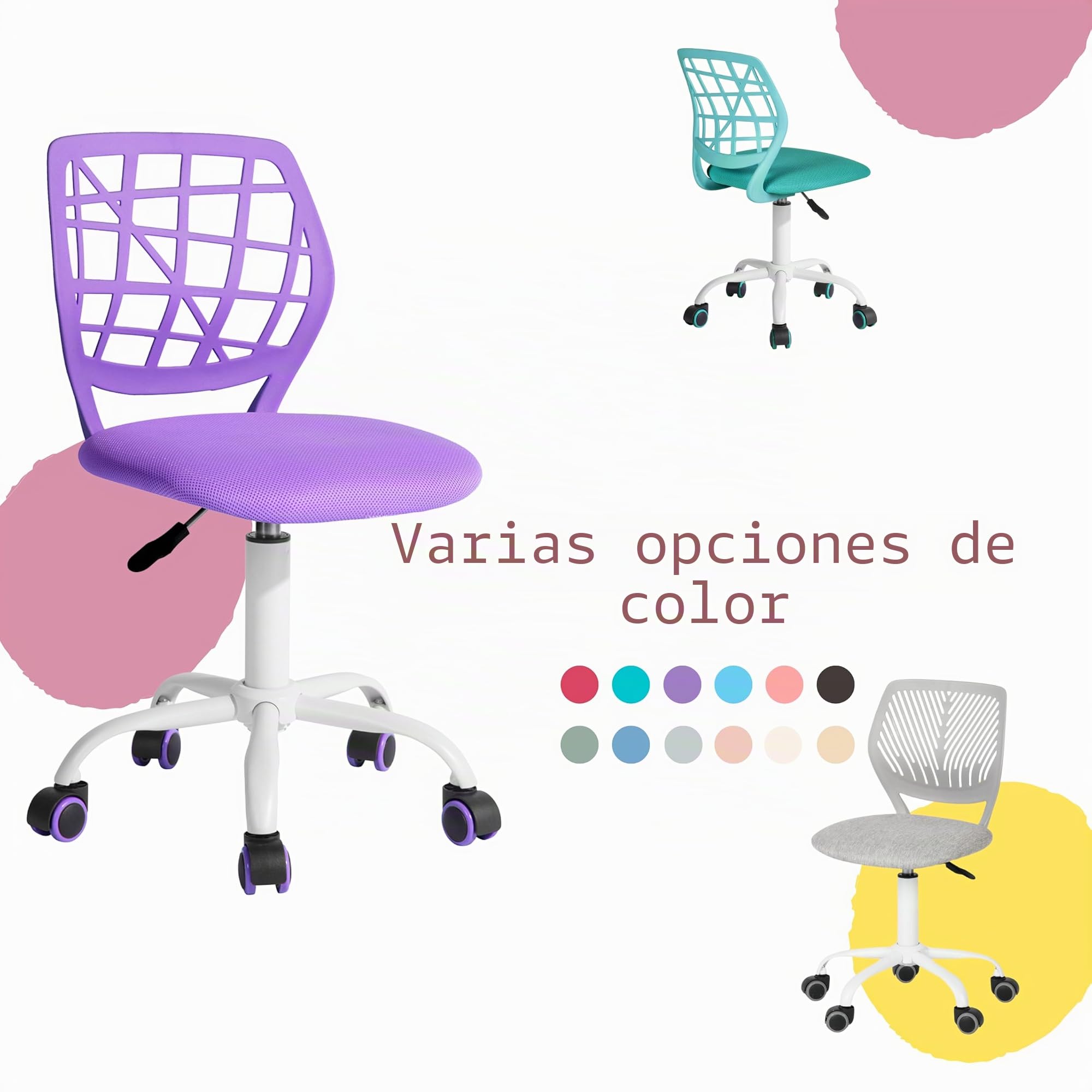 FurnitureR Silla de Escritorio, Moderno diseño Ajustable, para Ordenador, giratoria, sin reposabrazos, para habitación de los niños, Trabajo en casa, Oficina, Tejido, Morandi, Aguamarina