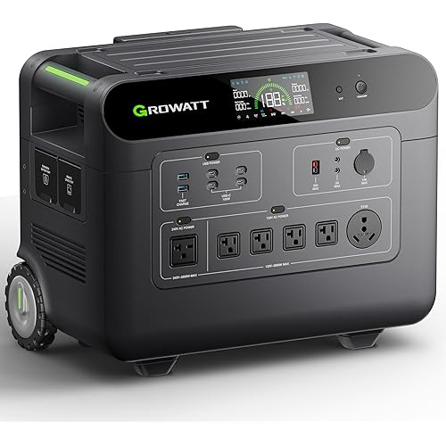 GROWATT Portable Power Station,HELIOS 3600W Electric Solar Generator,3686Wh LiFePO4 Battery,for Home Use,Emergency Whole House Backup Generator,Outdoor Camping,RVs, Power Outages(Solar Panel Optional)