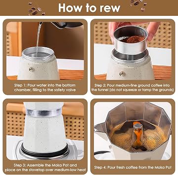 300ML 6 Cup Aluminium Stovetop Moka Pot for Home Office Coffee Making | Built-In Filter Included, Compatible With Gas And Electric Stoves, Lightweight Aluminium Body, Makes Rich Italian Espresso