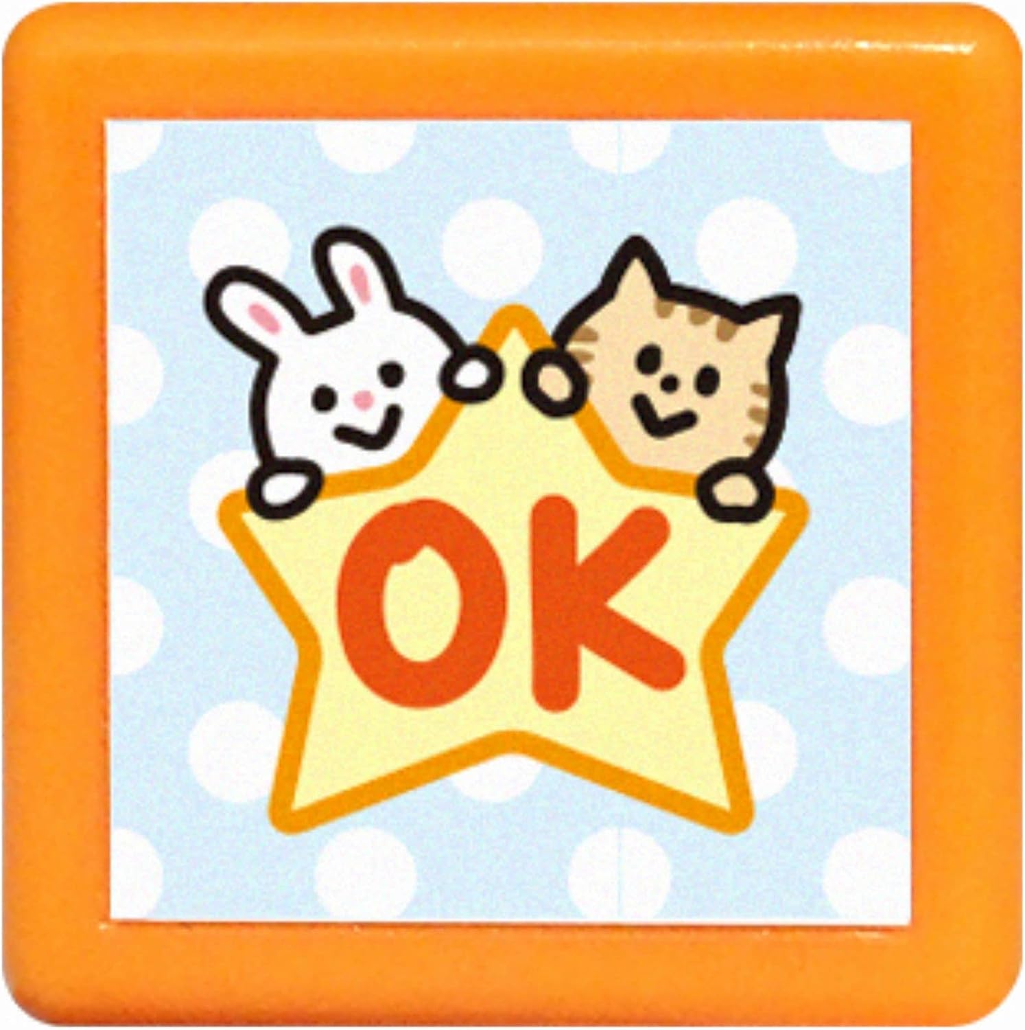 Kodomo Kao 0545-023 Mini Pom Stamp Rabbit & Cat Hanamaru