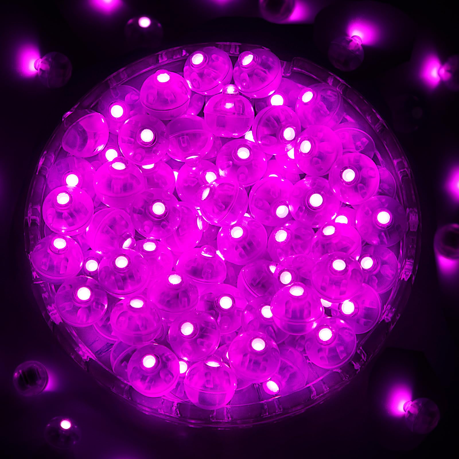 ZGWJ 100PCs Pink Balloon Lights Mini, Battery Powered, Long Standby Time Waterproof Tiny Led Round Flash Light for Paper Lantern Balloon Party Easter Eggs Wedding Christmas Halloween Decorations