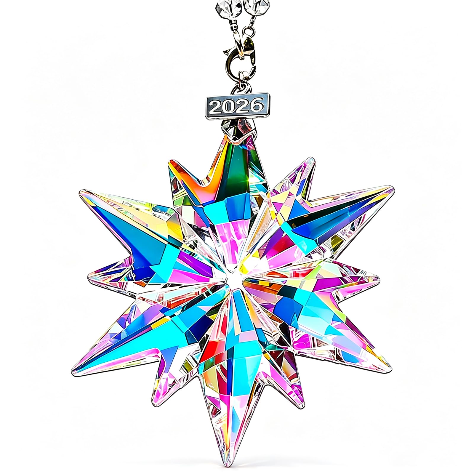 2026 Annual Christmas Ornaments Crystal Snowflake Star, Sparkly Unique Cute
