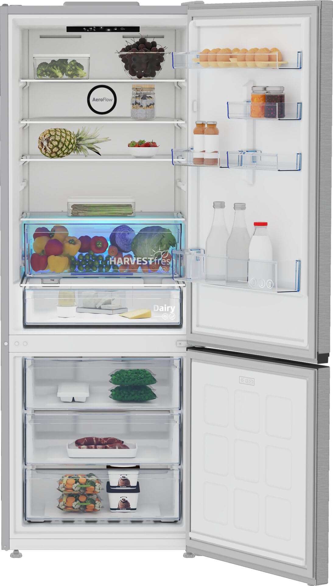 Beko B3RCNE564HXB frigorifero con congelatore Libera installazione 490 L E Argento