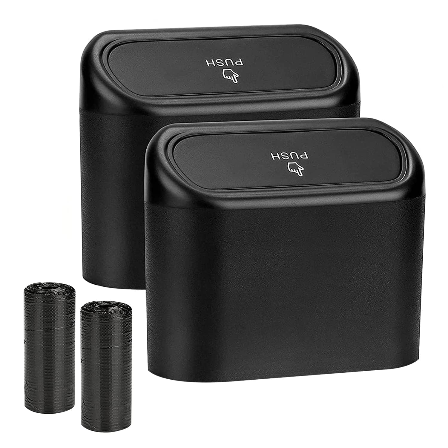 Car Trash Bin with Lid - Leakproof, Durable Garbage Bins (2 Packs) with 60pcs Trash Bags - Ideal for Cars, Home, Office, Kitchen, and Bedroom - Keep Your Vehicle Clean and Organized on the Go