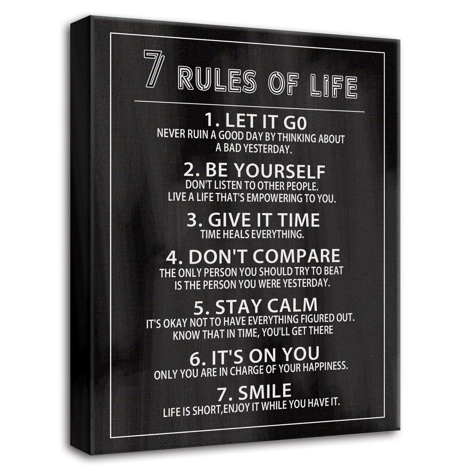 LLBOGRGGN For Office Classroom Home 7 Rules of Life Motivational Poster Inspirational Wall-Art Affirmations Uplifting Quotes School Gym Decor(Unframed,08x12inch(20x30cm))
