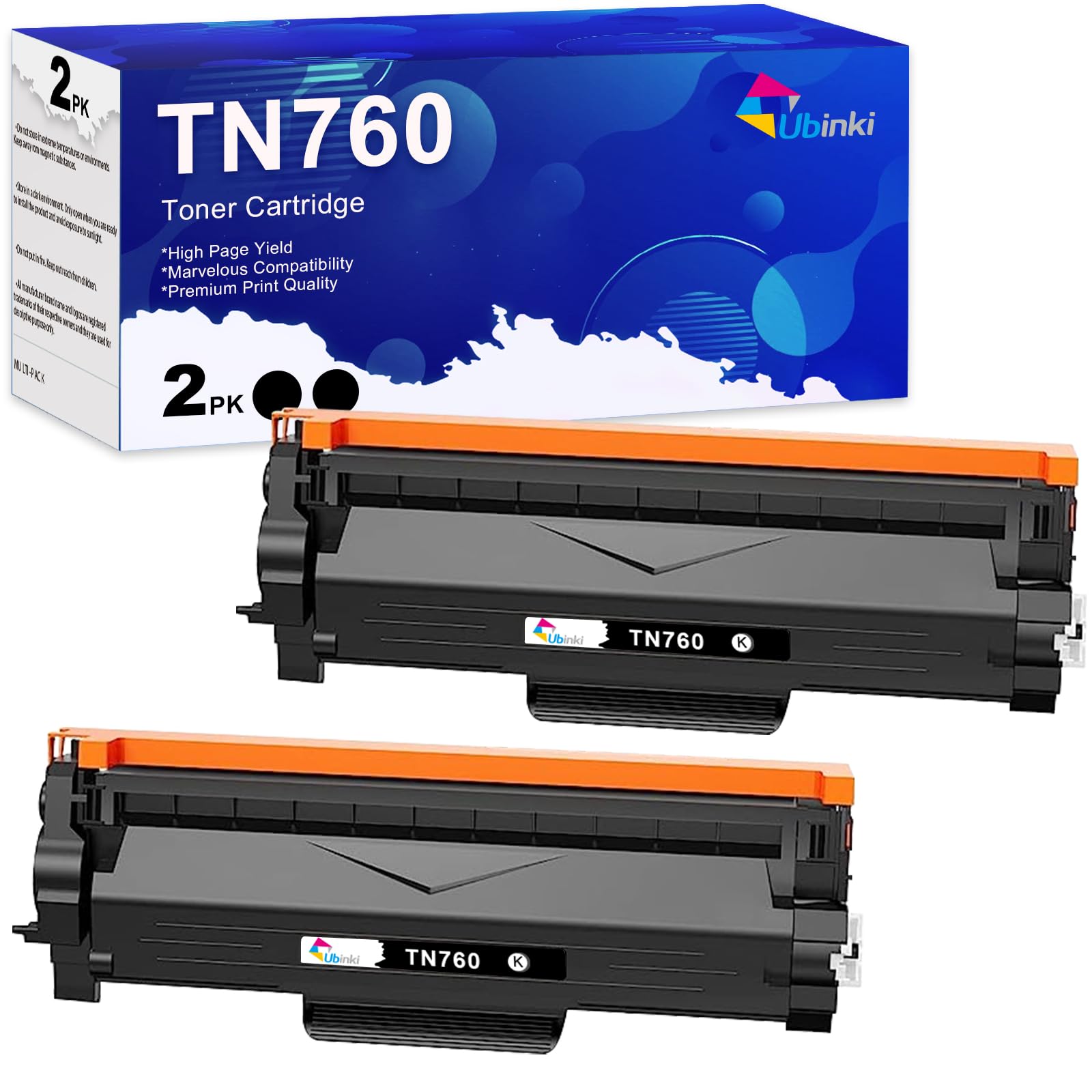 TN760 TN730 High Yield Toner Cartridge Replacement for Brother TN-760 TN-730 for HL-L2350DW HL-L2395DW HL-L2390DW HL-L2370DW MFC-L2750DW MFC-L2710DW MFC-L2730DW DCP-L2550DW (Black, 2 Pack)