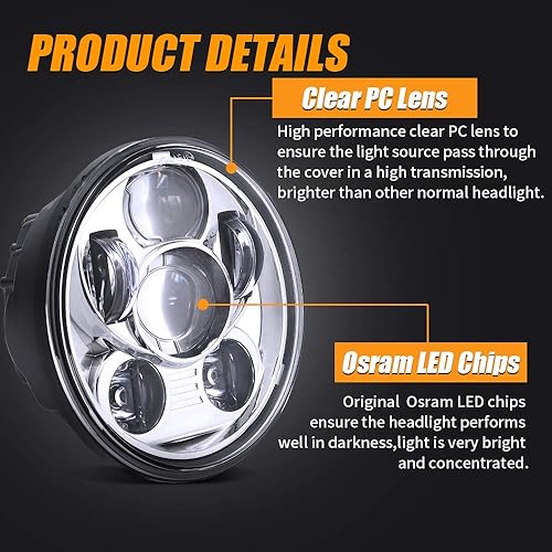 Miniatura 2 de Faro delantero LED de 5.75 pulgadas (14.61 cm) para Harley Davidson 883 Sportster Iron Dyna Street Bob, luz de conducción para motocicleta