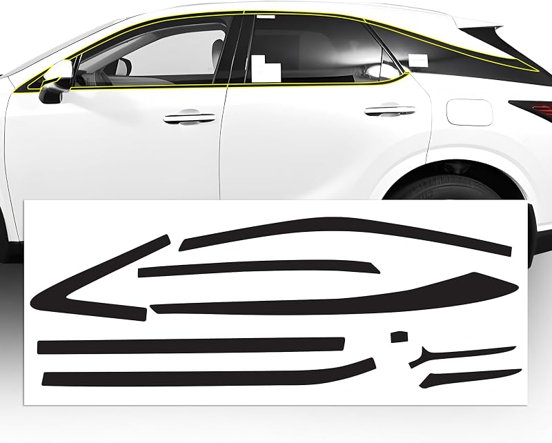 Moldura de Vinil Preto Brilhante para Apagar Cromados das Janelas Laterais Lexus RX 2023–2026 BOGAR TECH DESIGNS – Kit