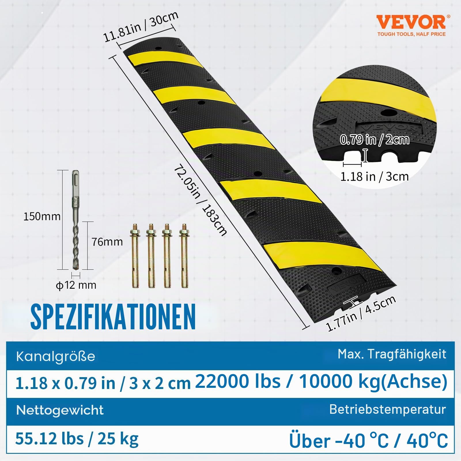VEVOR 1 Kanal Kabelschutzmatte