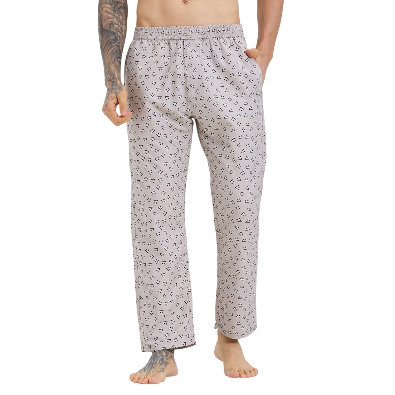 Men’s Micro Cotton Printed Pyjama with Pockets | Comfortable Lightweight Nightwear | Elasticated Waist Drawstring Lounge Pants-picture-55