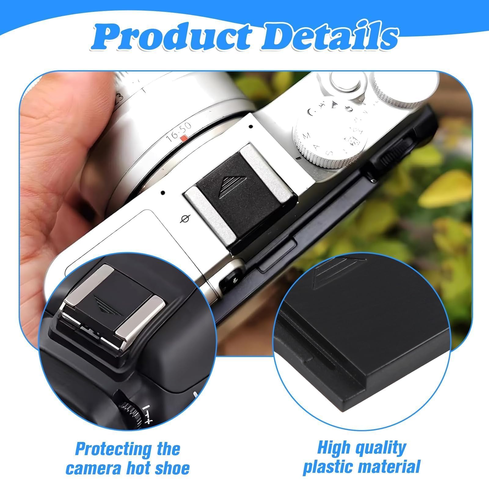 Copri Slitta Flash Per Fotocamere - 2 Pezzi, ABS, Compatibile Nikon, Canon, Fujifilm - Foto 6