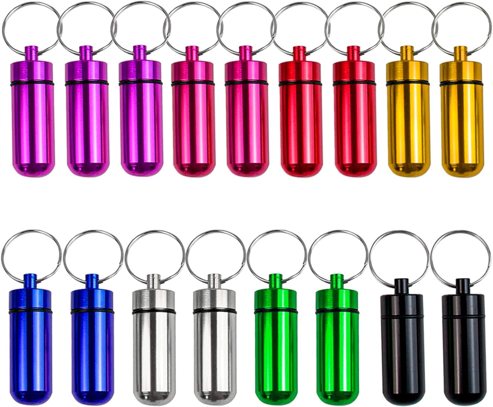 AUEAR, Mini Pill Box Keychain Waterproof Aluminum Geocaching Container Tube for Outdoor Camping Travel