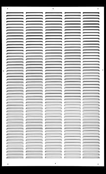 HVAC Premium 24 x 34 [Duct Opening] Flat Stamped Steel Return Air Grille - Sidewall and Ceiling - HVAC Vent Duct Cover - White [Outer Dimensions 25.75w X 35.75h]