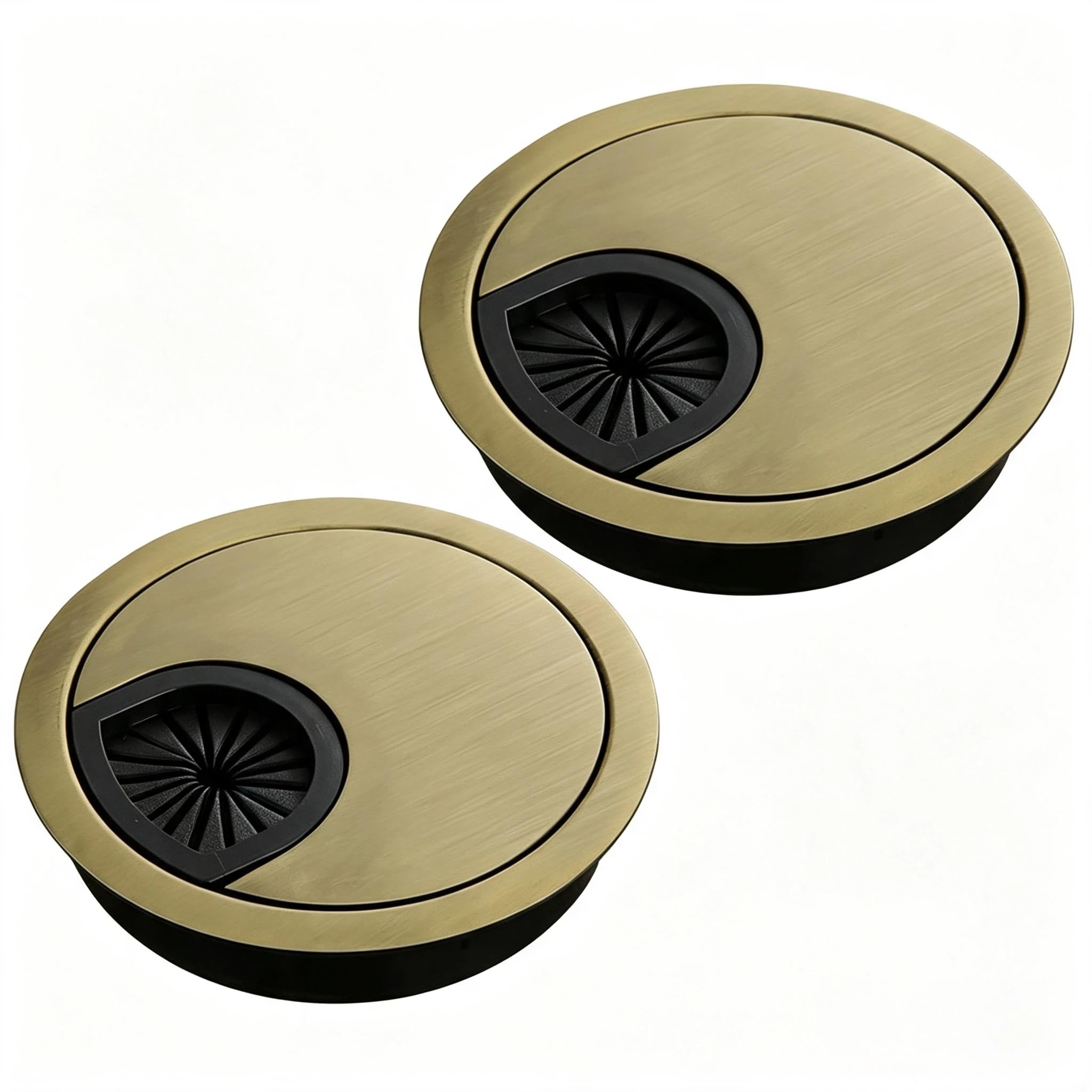 HAFRILY 2PCS 80mm Desk Cable Grommet, Bronze Metal Desk Hole Cover