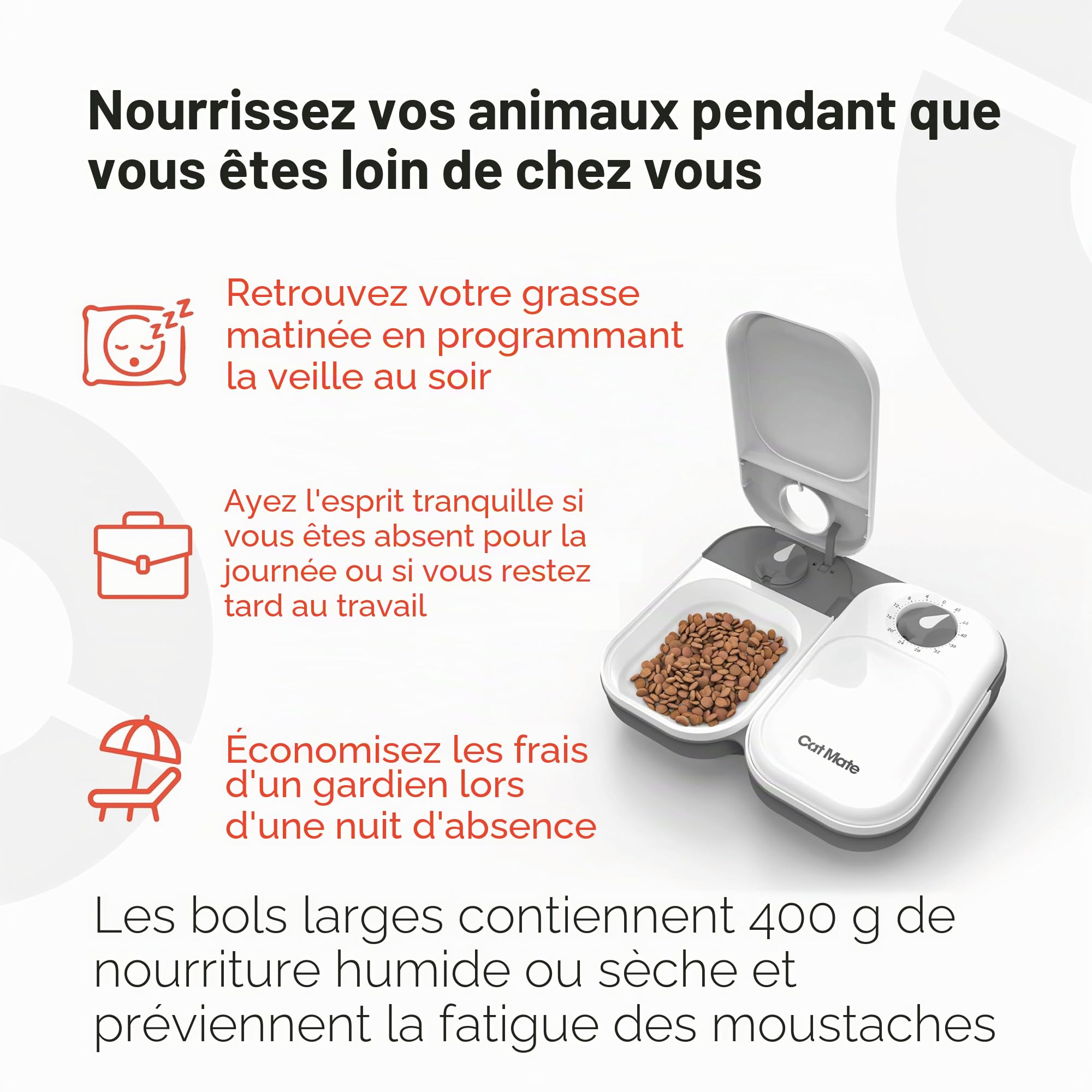 Kerbl Cat Mate Distributeur Automatique de Nourriture programmable pour 1, 2 ou 3 Repas