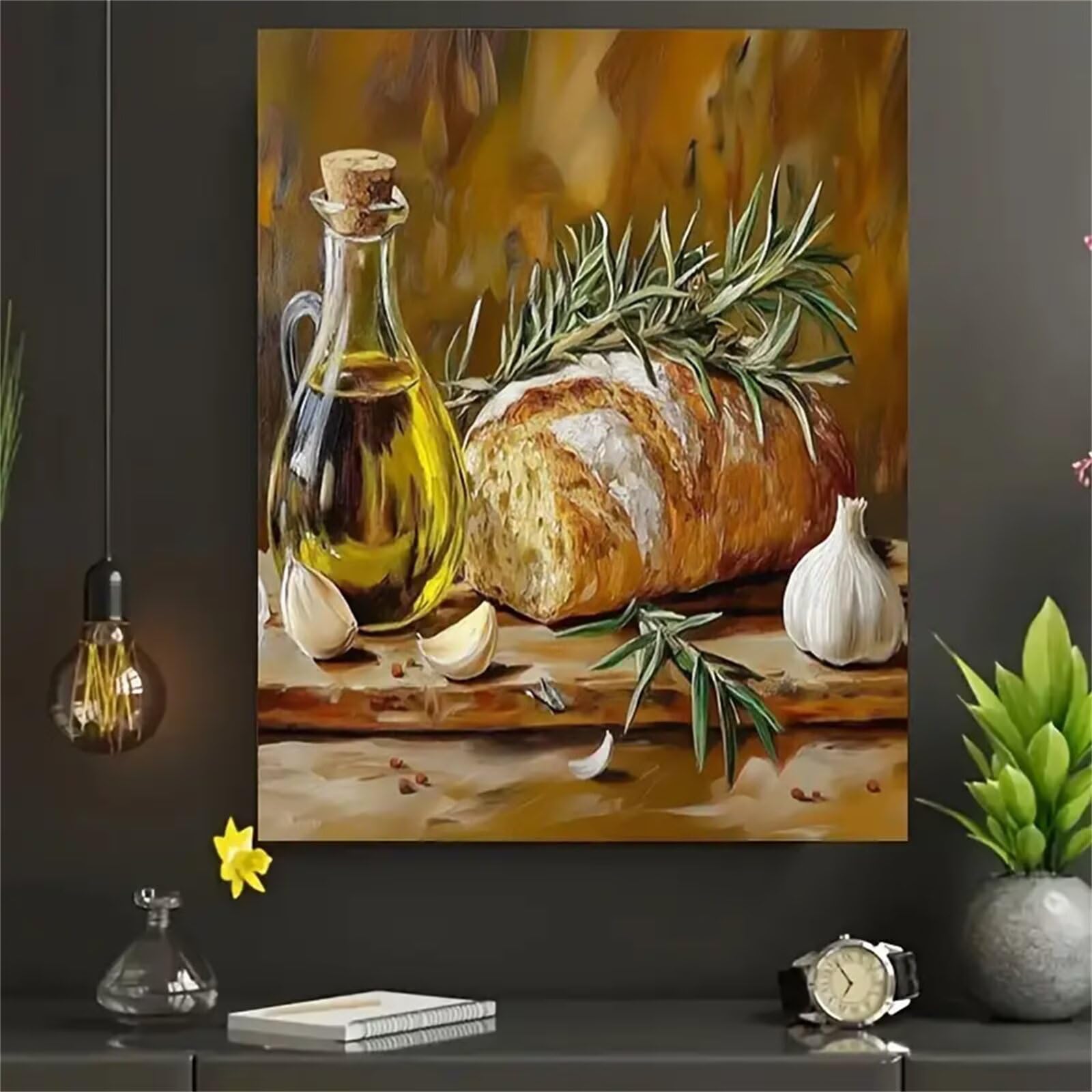 Yoonqun Pan de cocina Pintar por Numeros con marco DIY Cuadro Con Números Kit de Pintura al óLeo Digital para Adultos de Lienzo Paint by numbers Kits Manualidades para Hogar Decoración 55x70 cm