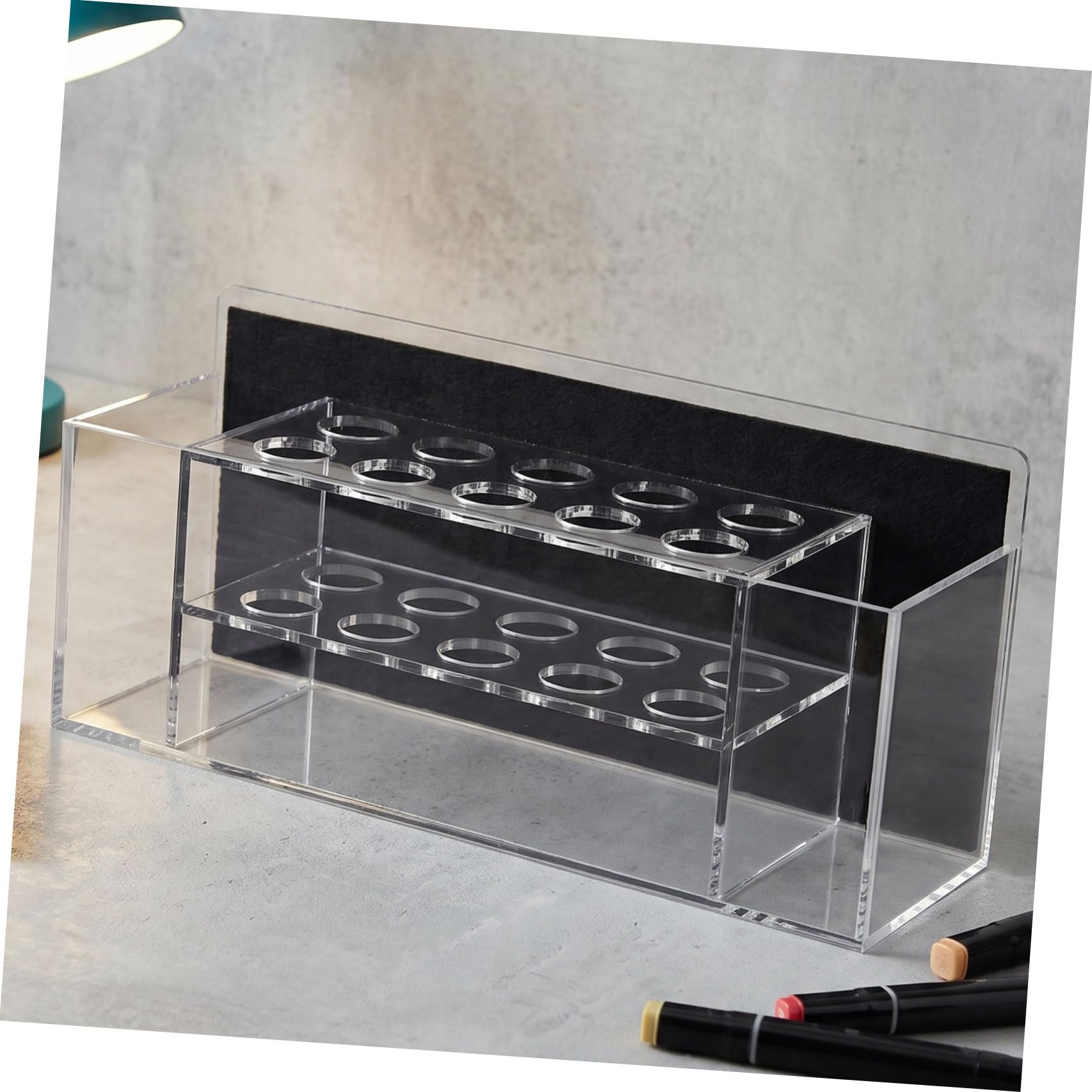 Artibetter 2 Pezzi Supporto Magnetico in Acrilico per Pennarelli da Tavolo | Trasparente, Design a Strati Base Ampia, per Penne e Forniture D'ufficio in Aula o Laboratorio Creativo