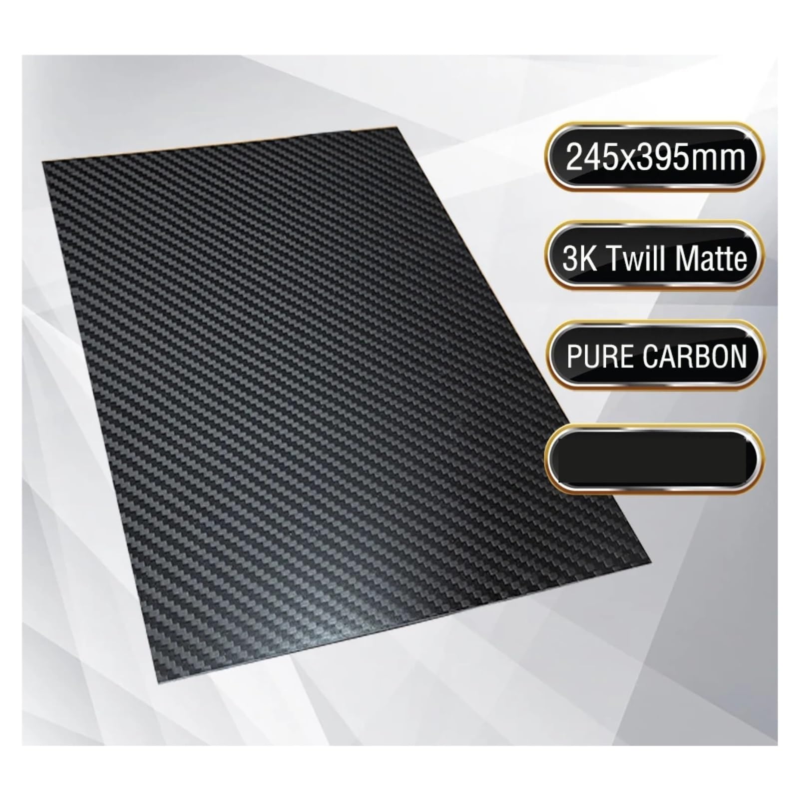 1 foglio in fibra di carbonio opaca twill 3K da 245x395 mm - pannello in materiale resistente agli urti (0,5 mm-5 mm di spessore)(4.0mm Twill Matte)