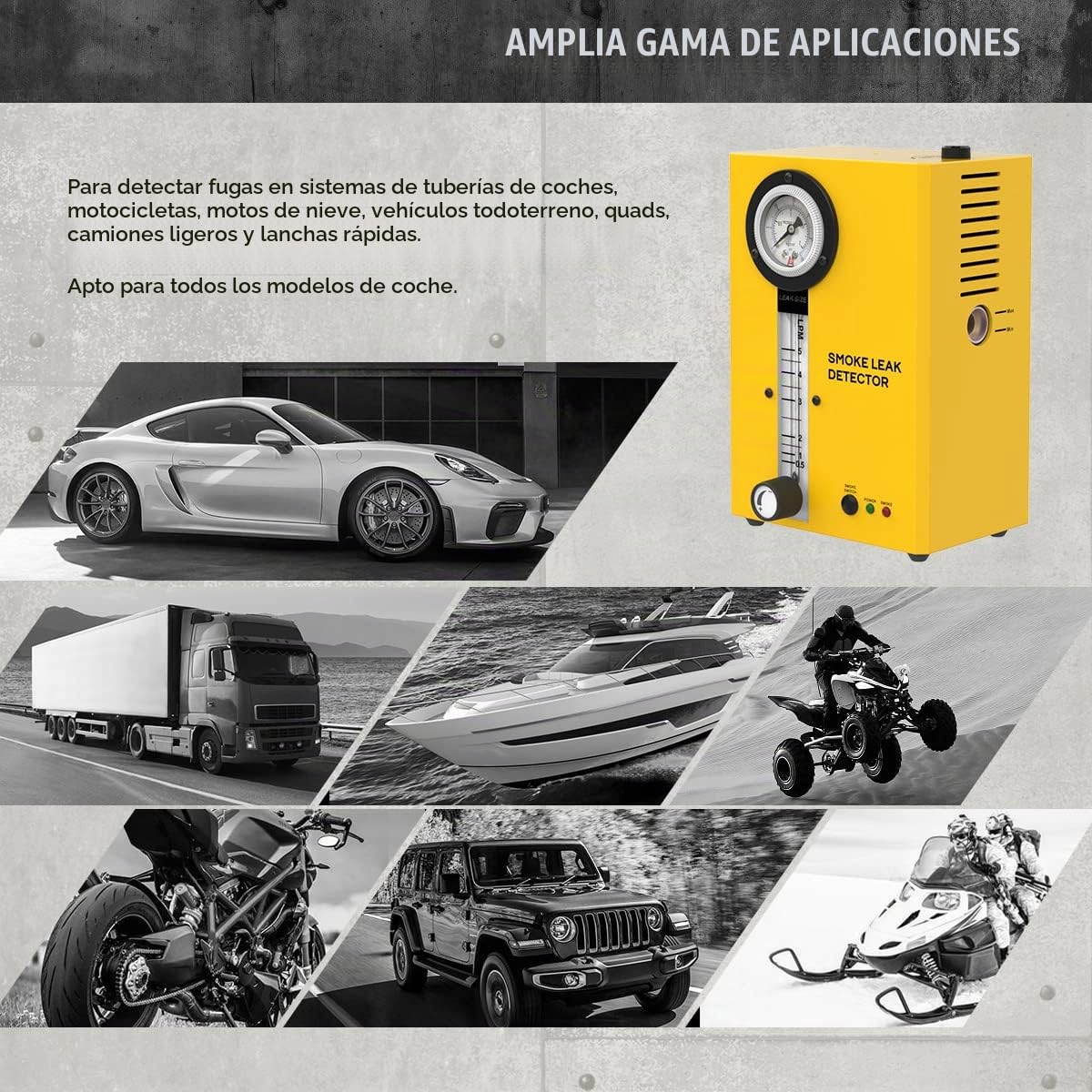 Detector de fugas de humo SDT 203 EVAP, comprobador de detección de fugas de vacío, máquina de humo automotriz, comprobador de humo EVAP con manómetro, medidor de flujo ajustable para vehículos de 12V