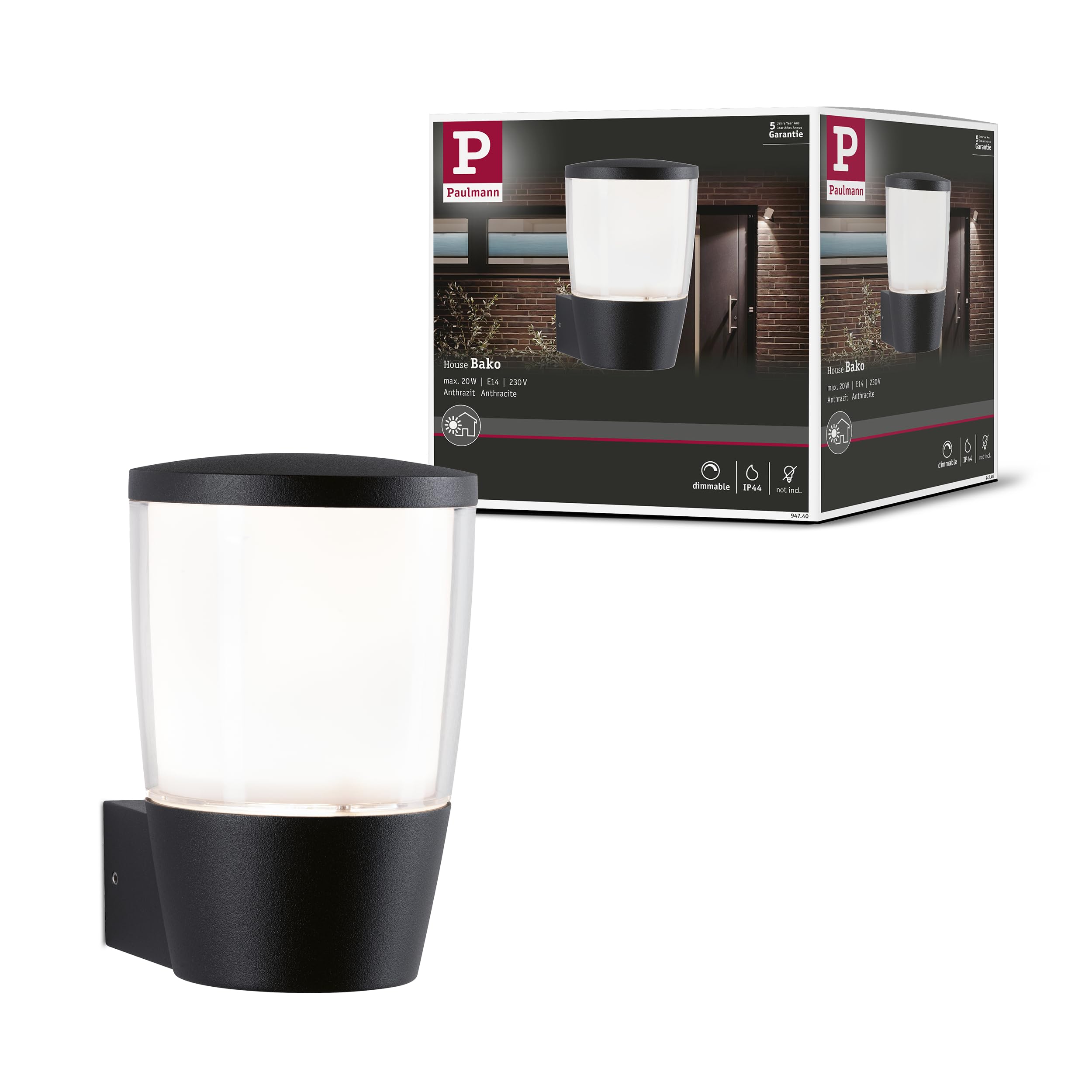 Paulmann Bako Outdoor Wall Lamp E14 All-Round
