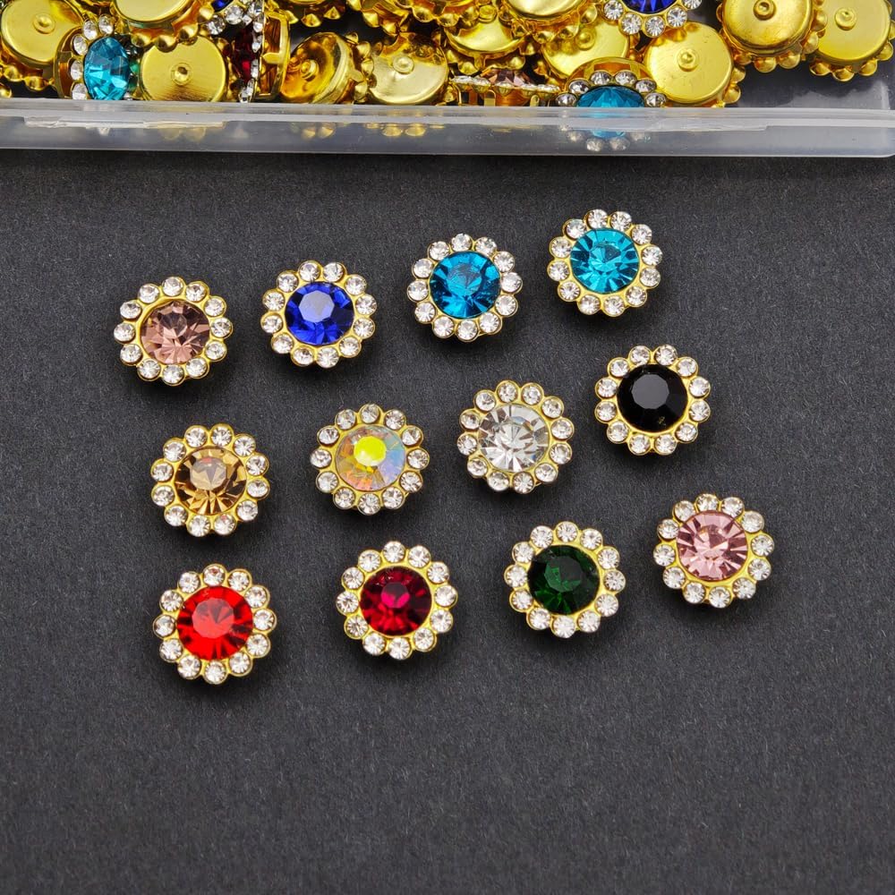 INSPIRELLE 12mm 120pcs Sunflower Crystal Glass Sew on Stainless Steel Setting Gold Claw Flower Rhinestone for Decoration Crafts Clothes Wedding Dresses - Image 3