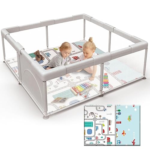 Corralito para bebés con tapete pequeño corralito para bebés y niños pequeños, 50 x 50 pulgadas, juego de muebles de guardería