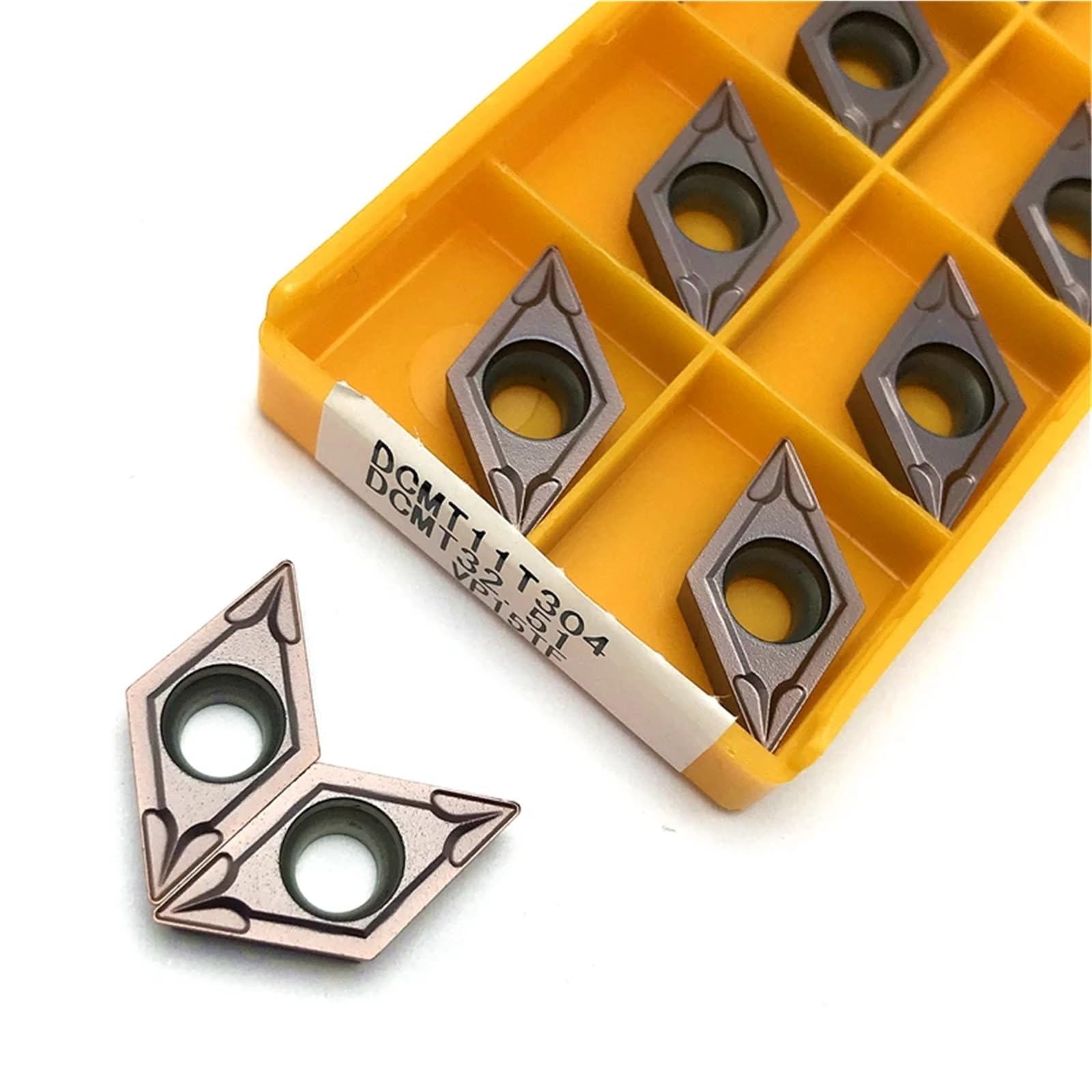 Plaquita de torneado, 10 piezas DCMT070204 DCMT11T304 DCMT11T308 inserto de carburo, herramienta torneado interno, acero alta calidad, procesamiento CNC(DCMT11T304 VP15TF)