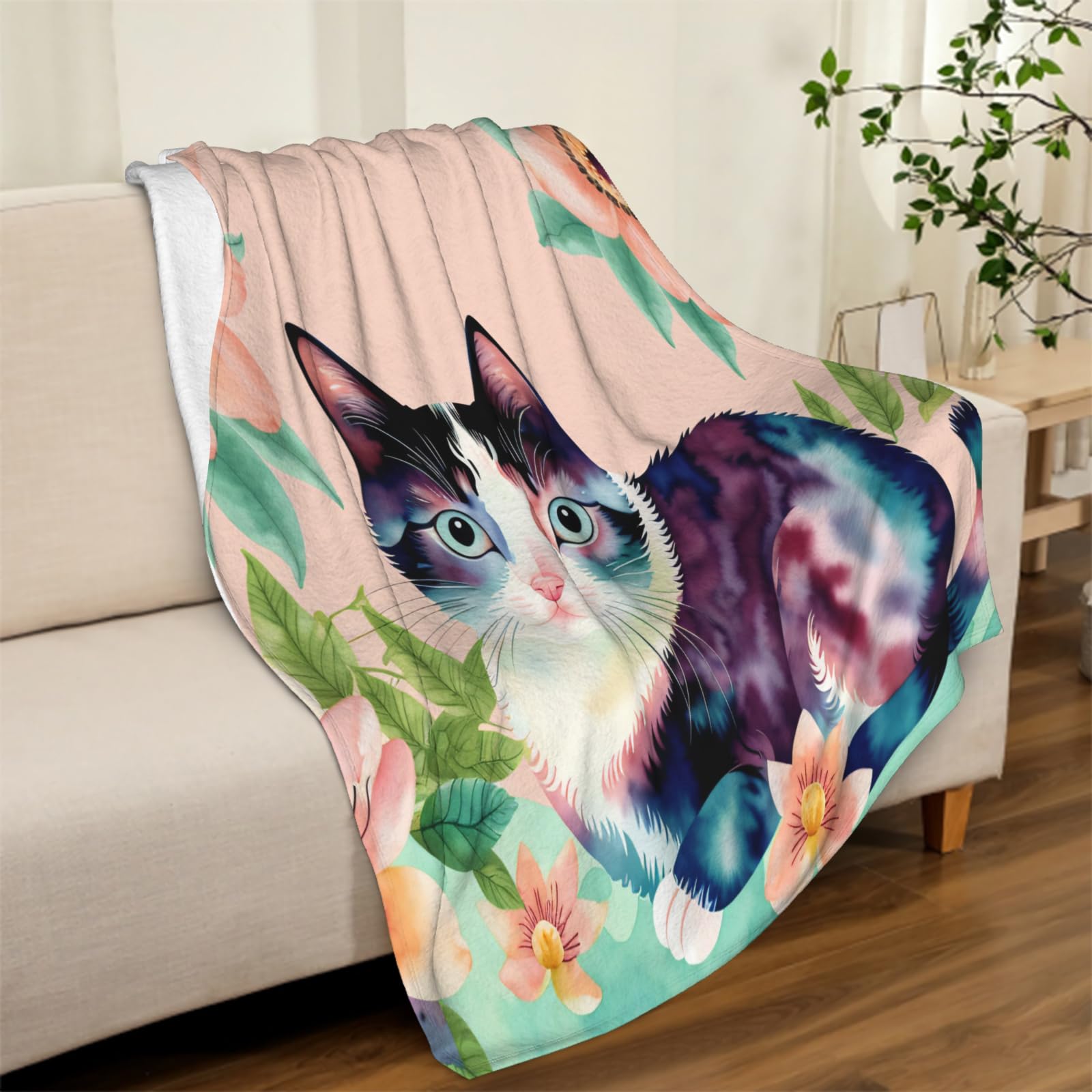 Produktbild von 180 X 200 Cm Flanelldecke, Pflanzen Zweige Blätter Digitaldruck Kuscheldecke Flanelldecke Weich