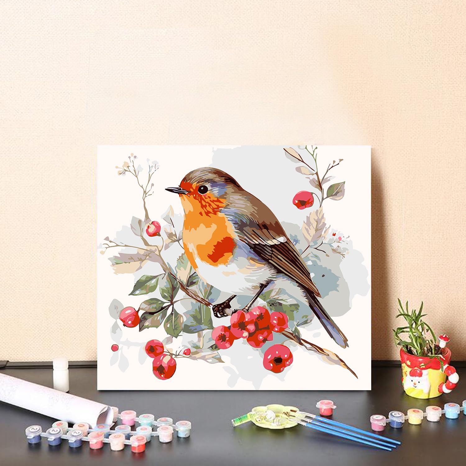 Peinture par Numéros pour Adulte Fleur, DIY Bleu Peinture Acrylique pour Adultes Enfants débutants Facile sur Toile avec peintures et pinceaux Numero