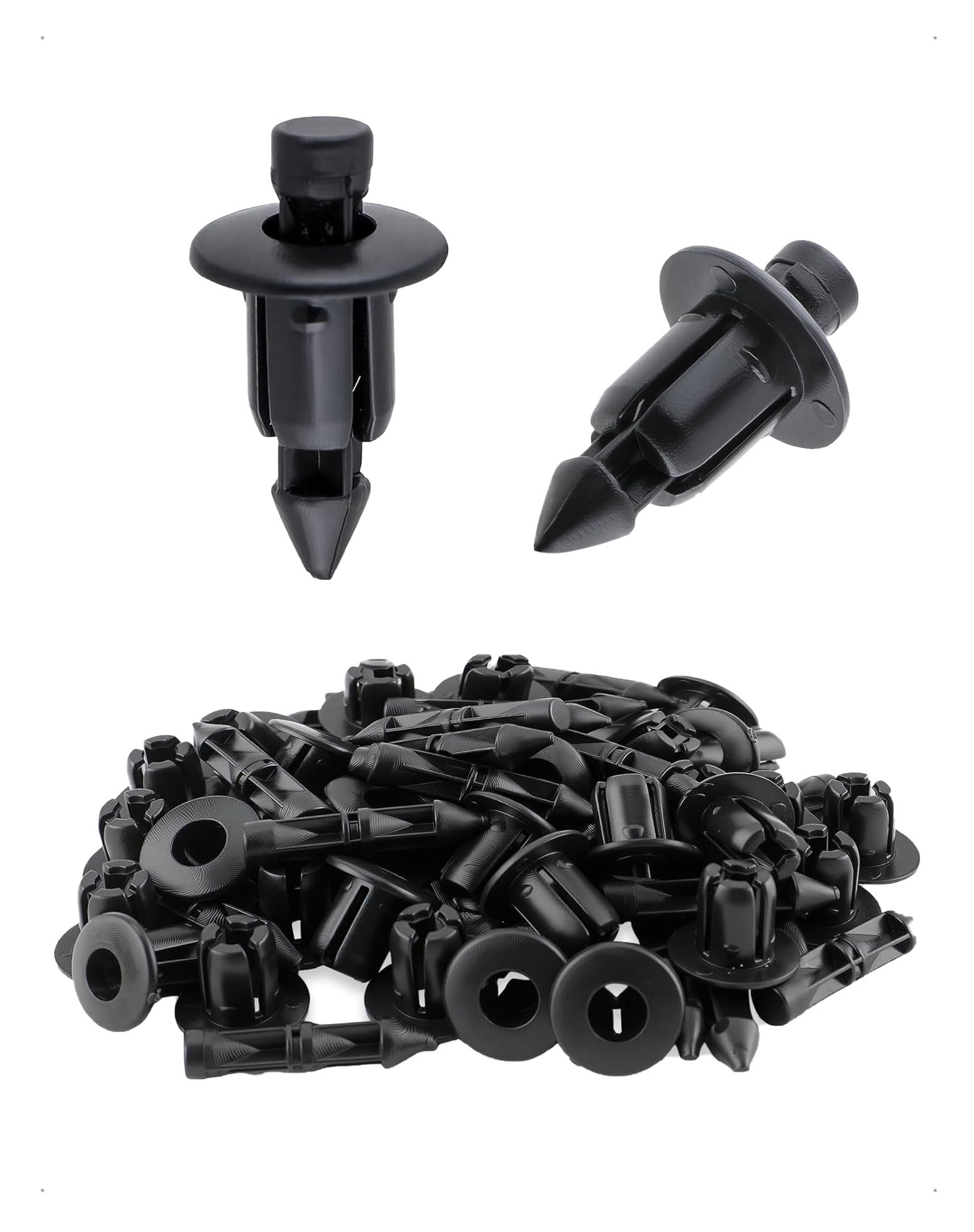 100 Pezzi 6MM Rivetti in Plastica Set, Clip di Plastica Rivet Universali di Fissaggio per Carenatura Pannello Moto Auto Trim Fermagli Parafanghi Sportelli Tipo Spinta Ritegno Clip, Nero