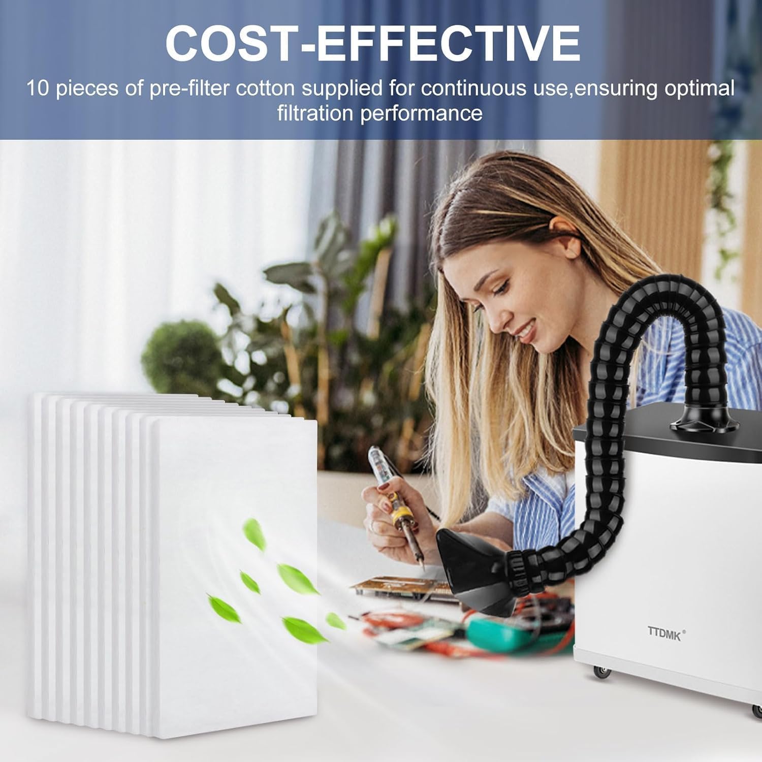 10 PCS Pre-Filter Cotton Replacement for Solder Fume Extractor Soldering Smoke Absorber, Portable Filter Refills Accessories, Layer 1 PM50 Pre-Filter - by TTDMK