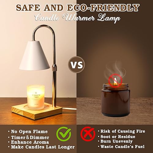 Vista 58 de Lámpara para calentar velas, moderna, luz cálida tipo vela, regulable, temporizador, regalos de cumpleaños y Navidad para hombres y mujeres y Negro