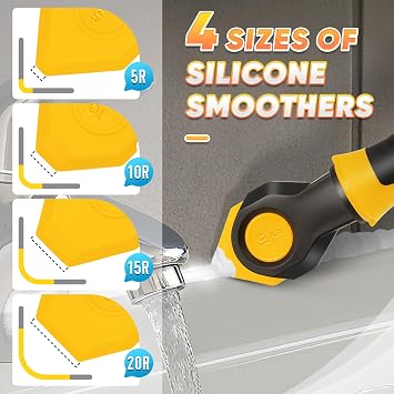 DIYSELF Caulking Tool, 4 in 1 Caulk Remover Tool for Bathroom, Bathtub, Grout, Shower, Tile, Window, Razor Scraper Tool for Cleaning, Silicone Caulk Removal Tool (Yellow)