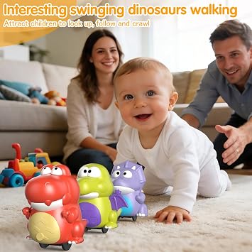 Topsolid Baby Tummy Time Dinosaur Toys 18 24 36 Months, Baby Crawling Toys, Toddler Moving Walking Dinosaurs Montessori Toys for 2 3 4 5 6 Year Old, Infant Boy Girl Birthday