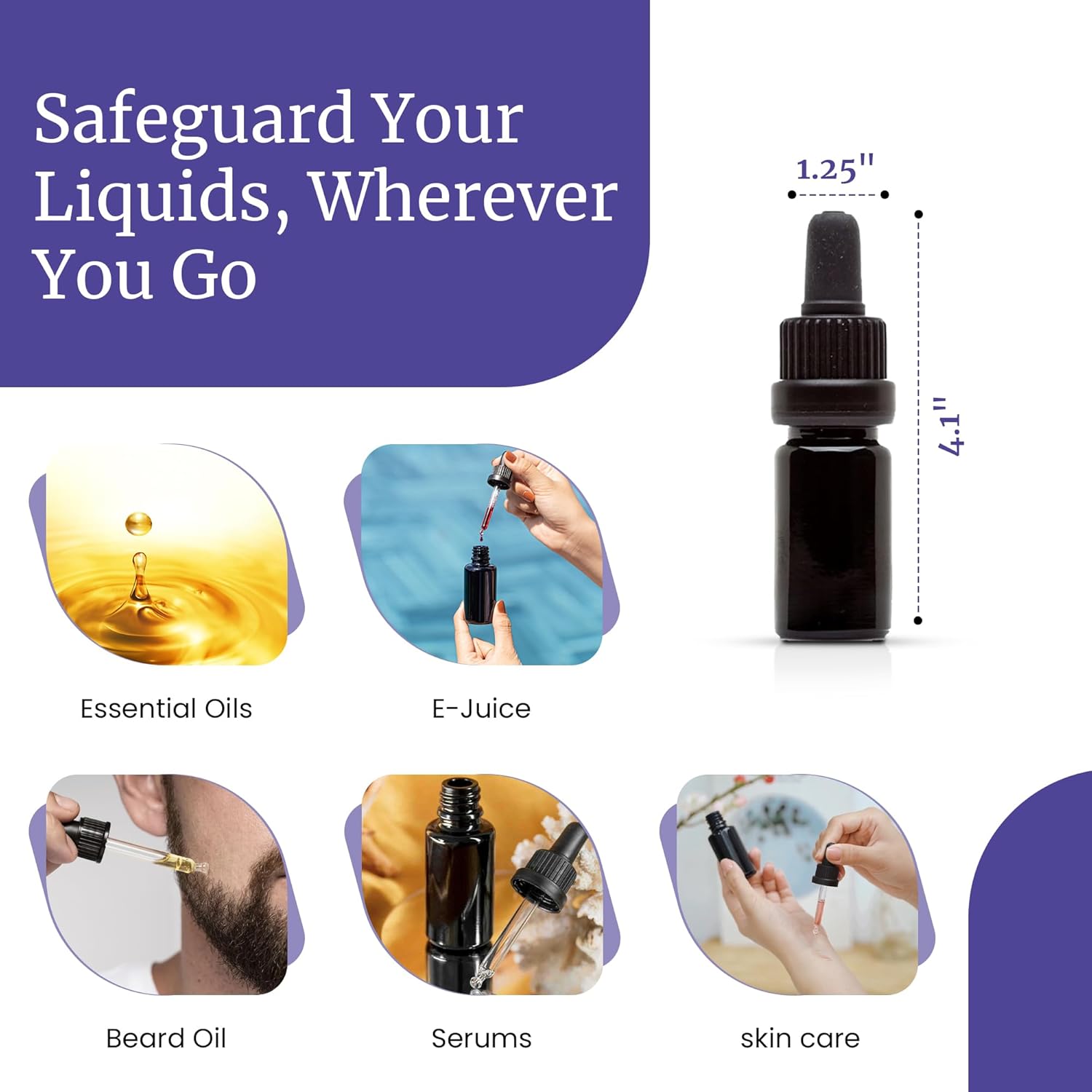 Infinity Jars Ultraviolet Black Glass Tincture Bottle 30ML (1 Fl oz) w Eye Dropper Caps, Leak-Proof Travel Bottle for Essential Oils, Liquids | Amber Glass Dropper Bottle 3 Pack