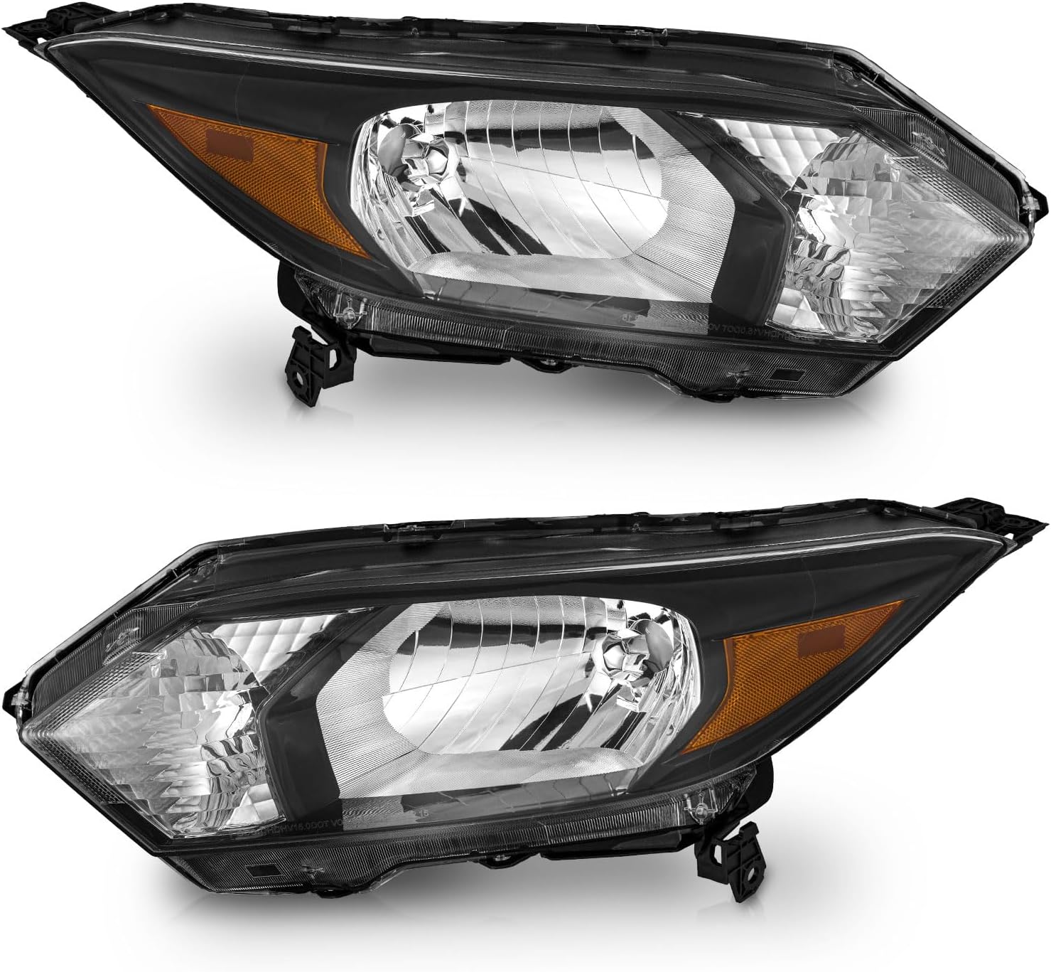 WEELMOTO Headlights for 2016-2018 Honda HRV, Fit 16 2017 18 HR-V (EX, EX-L, LX) Headlights Assembly Replacement with Black Housing Amber Reflector Left+Right Side