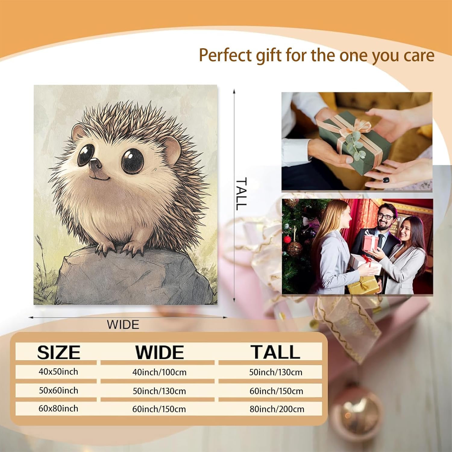 Hedgehog Theme Blanket Gifts for Women Girls, Soft Warm Lightweight Flannel Throw Blankets for Living Room Home Sofa Travel Decor 50" x 60" - Image 3